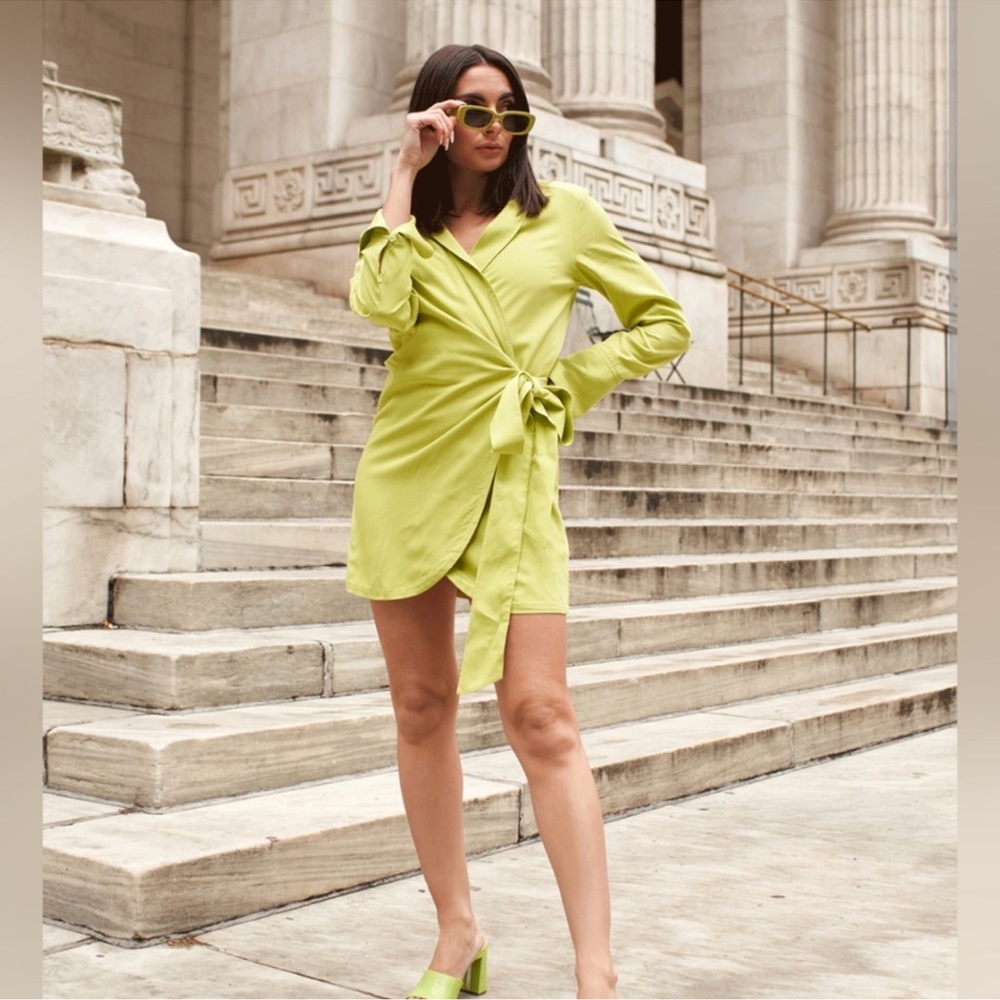 NWT Paige Desorbo X The Drop Limited Edition Chartreuse Wrap Dress
